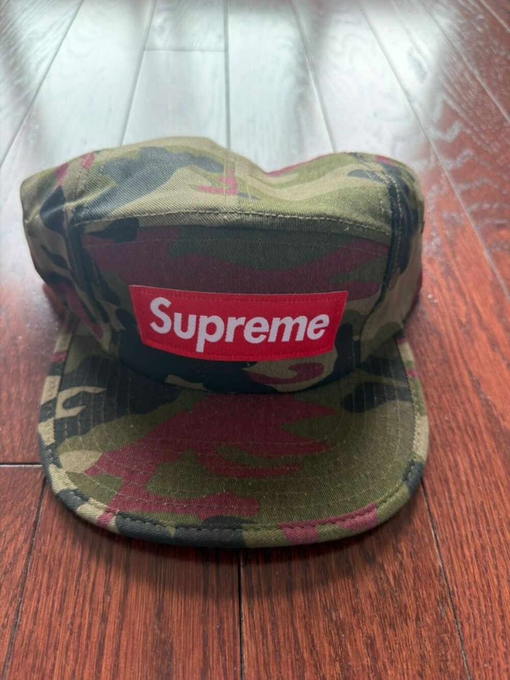 Supreme Box Logo Camp Cap 5 Panel Pink Woodland Camo  Adjustable Hat